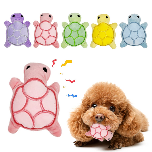 Mini Turtle Plush Toy for Puppies - With Squeaker, Soft and Good for Teeth