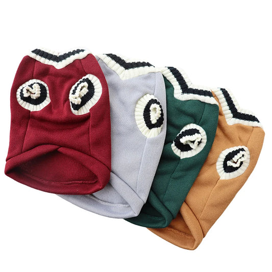 Warm Winter Pet Sweater - Collegiate Style V-Neck for Small Dogs & Cats