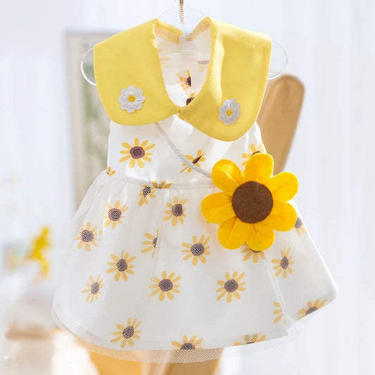 Korean-Style Summer Pet Dress - Cute Mesh Skirt for Small Dogs & Cats (Poodle, Chihuahua)